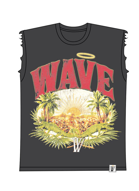 MR WAVE PARADISE CUT OFF TEE MR-5003 (BLACK)