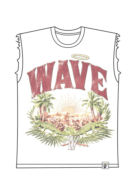MR WAVE PARADISE CUT OFF TEE MR-5003 (ACID WHITE)