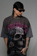 STRAY WIDE & CROP FIT  WITH 3/4 SLEEVE T SHIRT ST1351-CHA