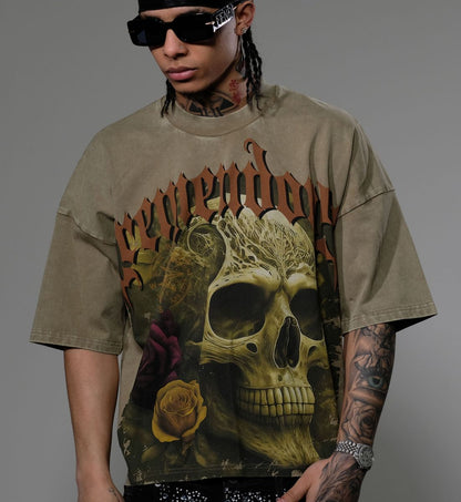 STRAY WIDE & CROP FIT  WITH 3/4 SLEEVE T SHIRT ST1351-OLV