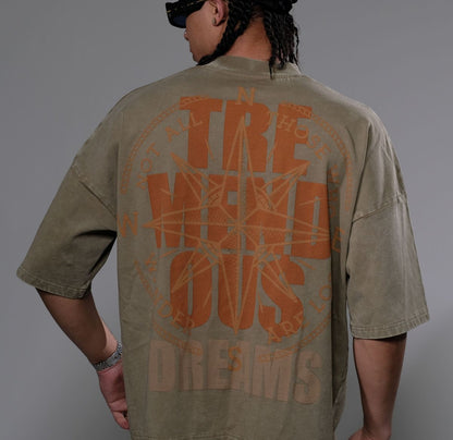 STRAY WIDE & CROP FIT  WITH 3/4 SLEEVE T SHIRT ST1351-OLV