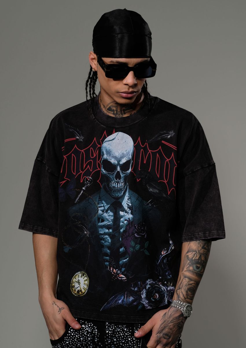 STRAY WIDE & CROP FIT T SHIRT ST1364-BLK