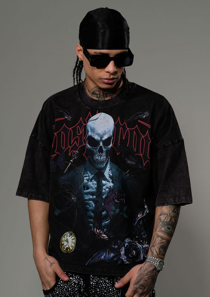 STRAY WIDE & CROP FIT T SHIRT ST1364-BLK