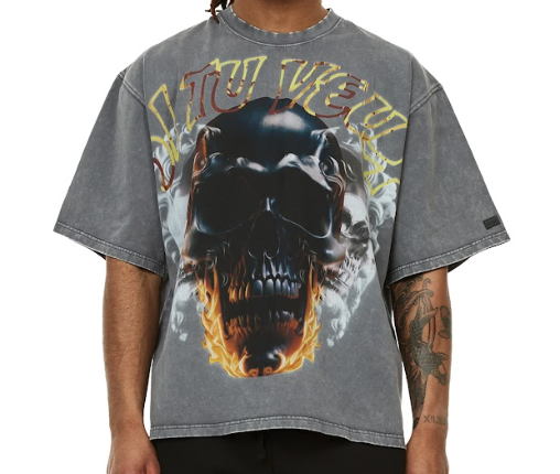 SI TU VEUX LE MONDE TEE (TV0247) CHARCOAL WASH