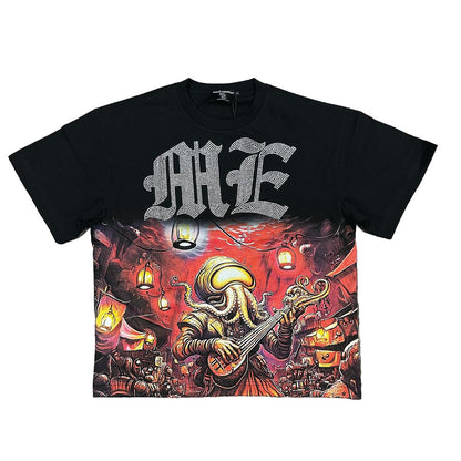 M.E. Octopus Rhinestone Tee - BLACK