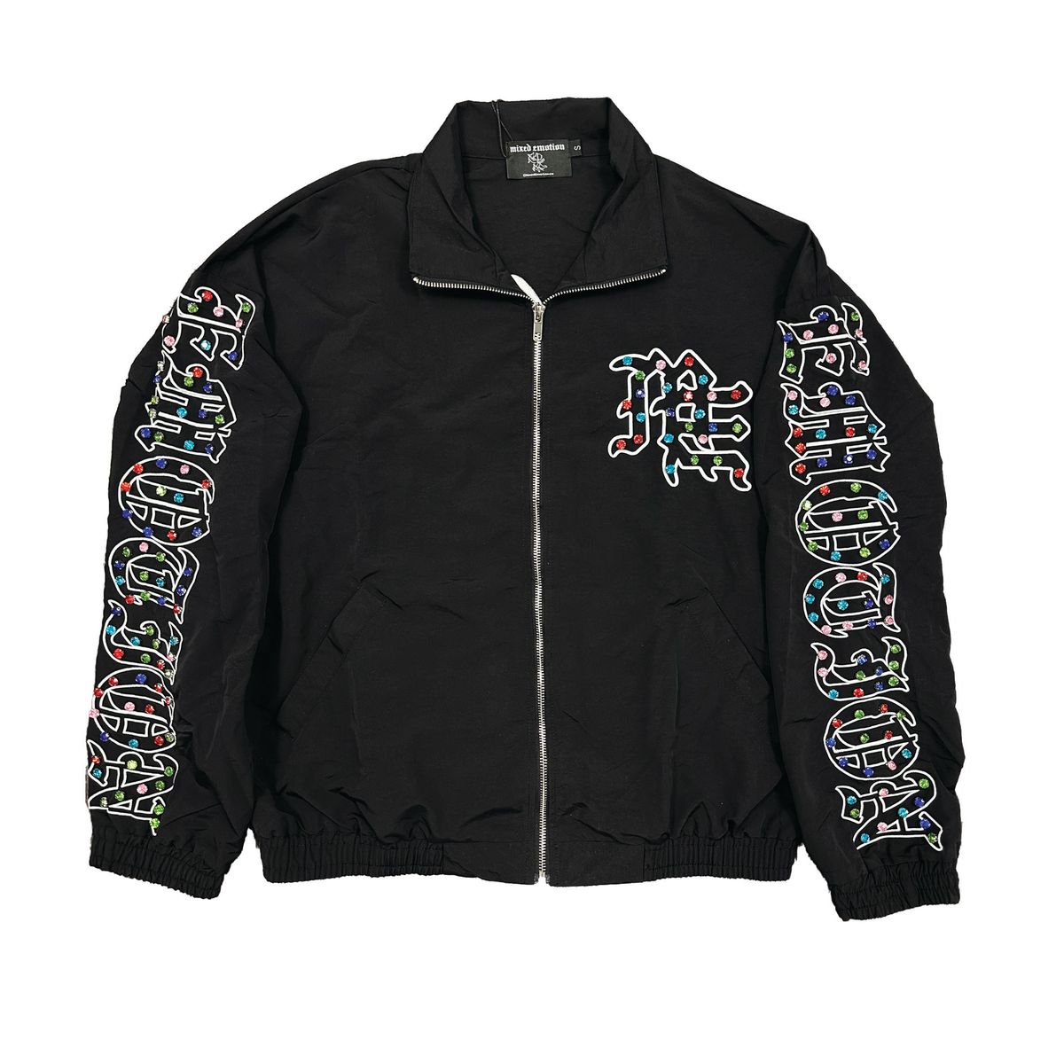 Mixed Emotion 'ME' Rhinestone Nylon Jacket