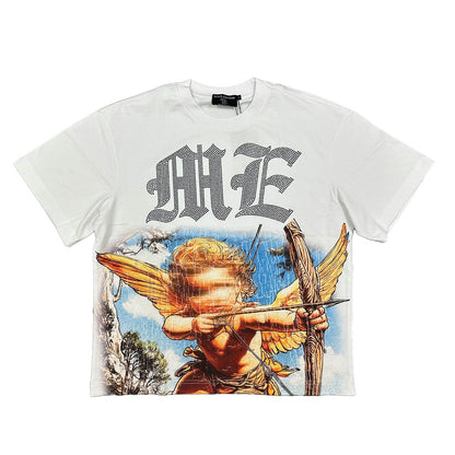 M.E. White Angel Rhinestone Tee -WHITE