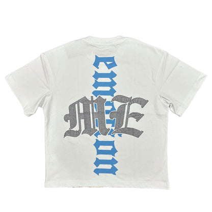 M.E. White Angel Rhinestone Tee -WHITE