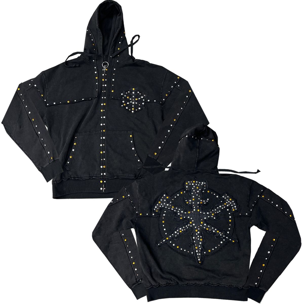 Hudson Hoody 585 Studded Metal Oversized Hoody BLK