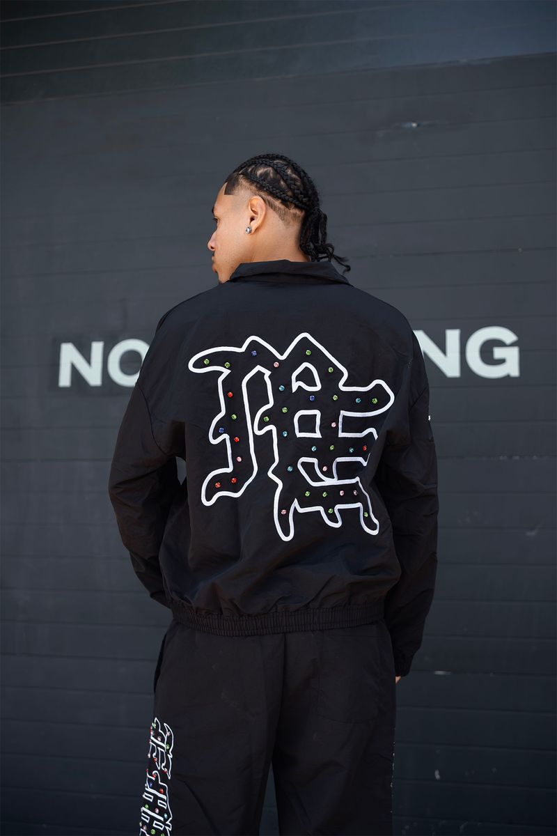 Mixed Emotion 'ME' Rhinestone Nylon Jacket