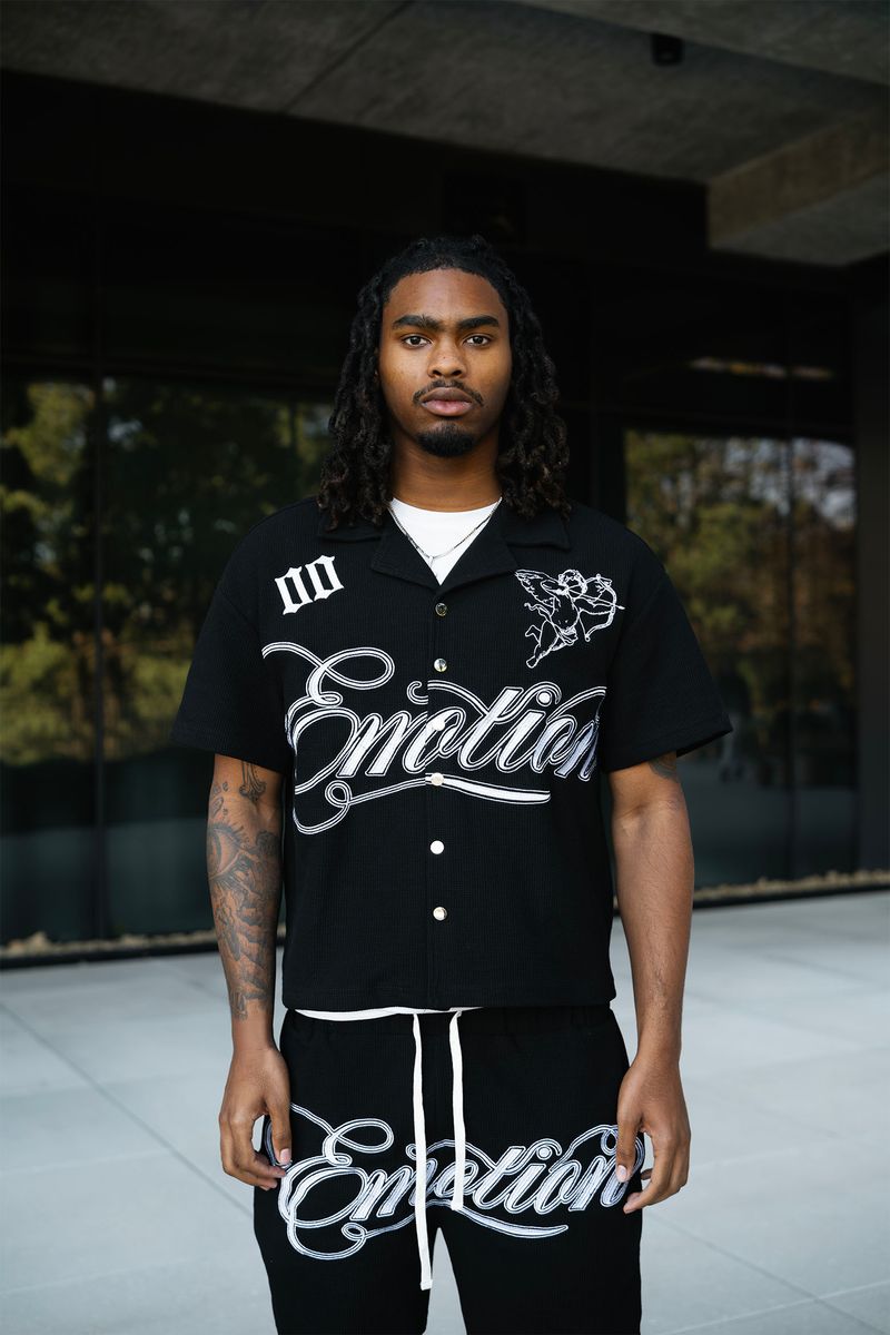 M.E. Black Signature Button Up