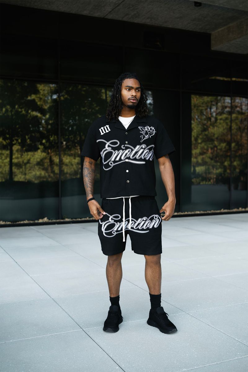 M.E. Black Signature Button Up