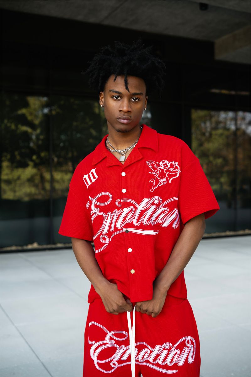 M.E. Red Signature Button Up