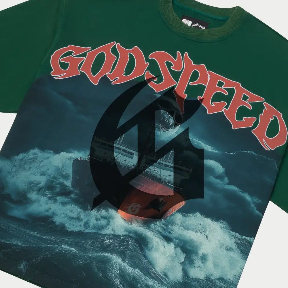 GOD SPEED SEA-SICK-GREEN T SHIRT