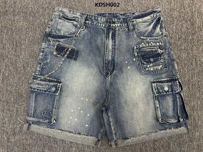 KI DENIM BILLY CARGO SHORTS W/ CHAINS (KDSH002)