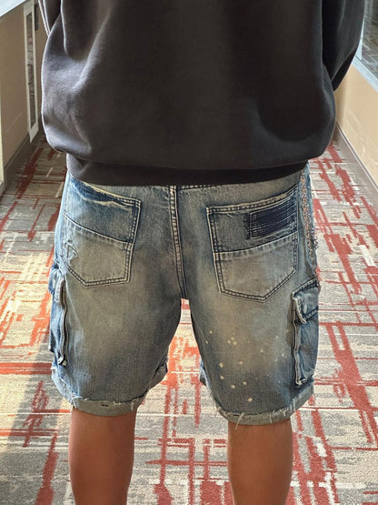 KI DENIM BILLY CARGO SHORTS W/ CHAINS (KDSH002)