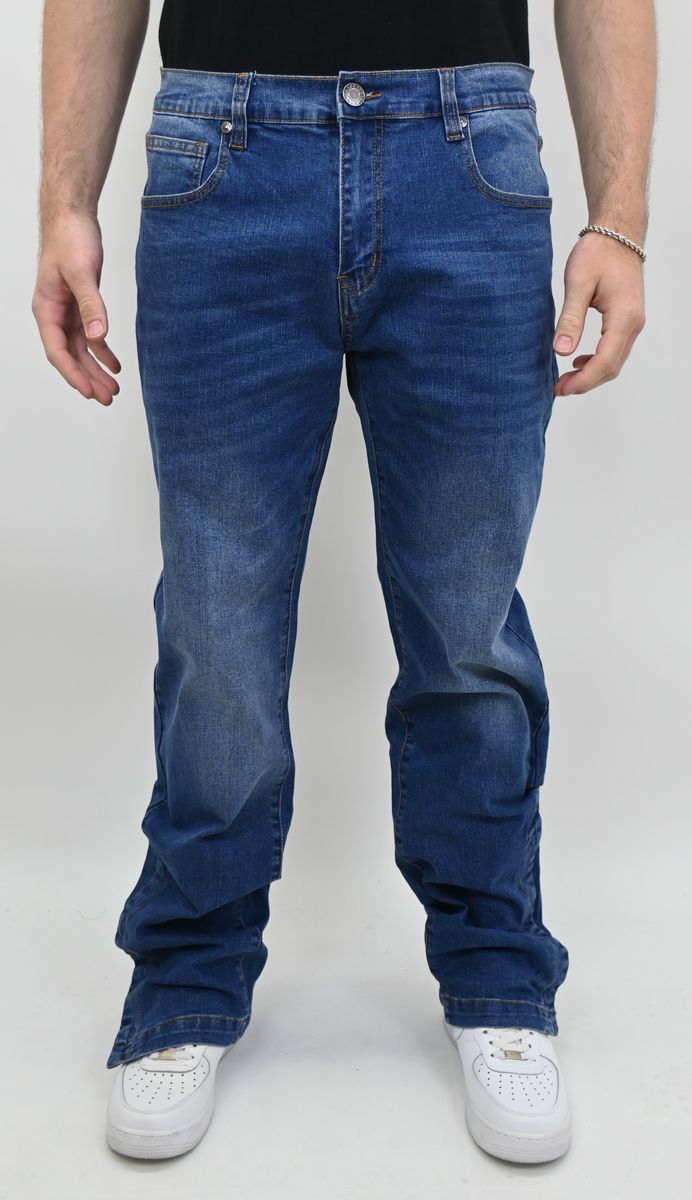 ARMOR MID BLUE SLIM JEANS WITH HEM SNAP (SBO_03004_SL)