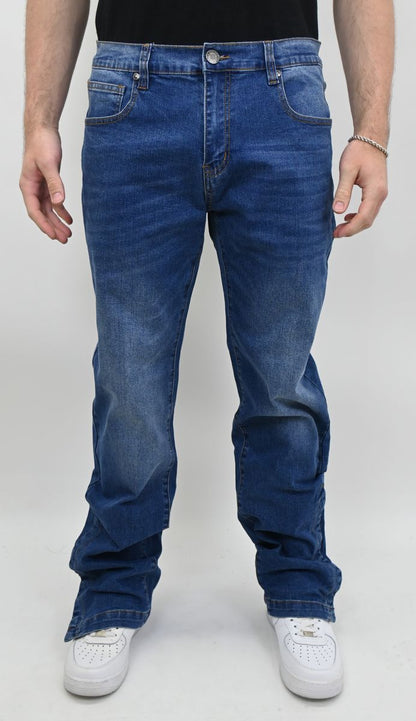 ARMOR MID BLUE SLIM JEANS WITH HEM SNAP (SBO_03004_SL)