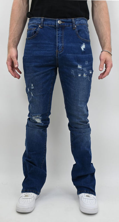 ARMOR Mid Blue Ripped Stacked Jeans (SBO_02005_SK)