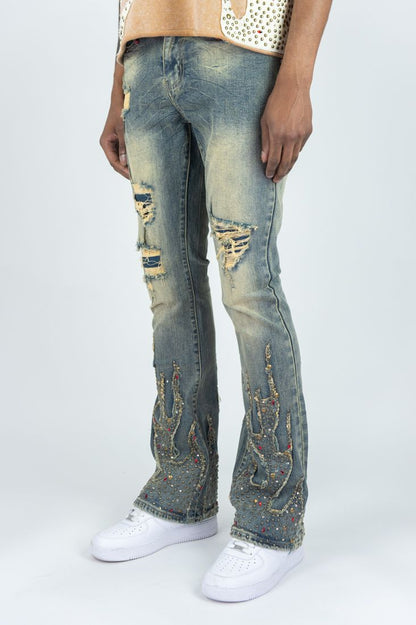 R3BEL DENIM FIREFEST STACKED JEANS-VINTAGE