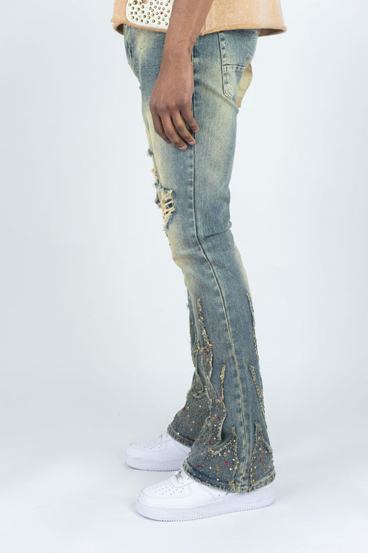 R3BEL DENIM FIREFEST STACKED JEANS-VINTAGE