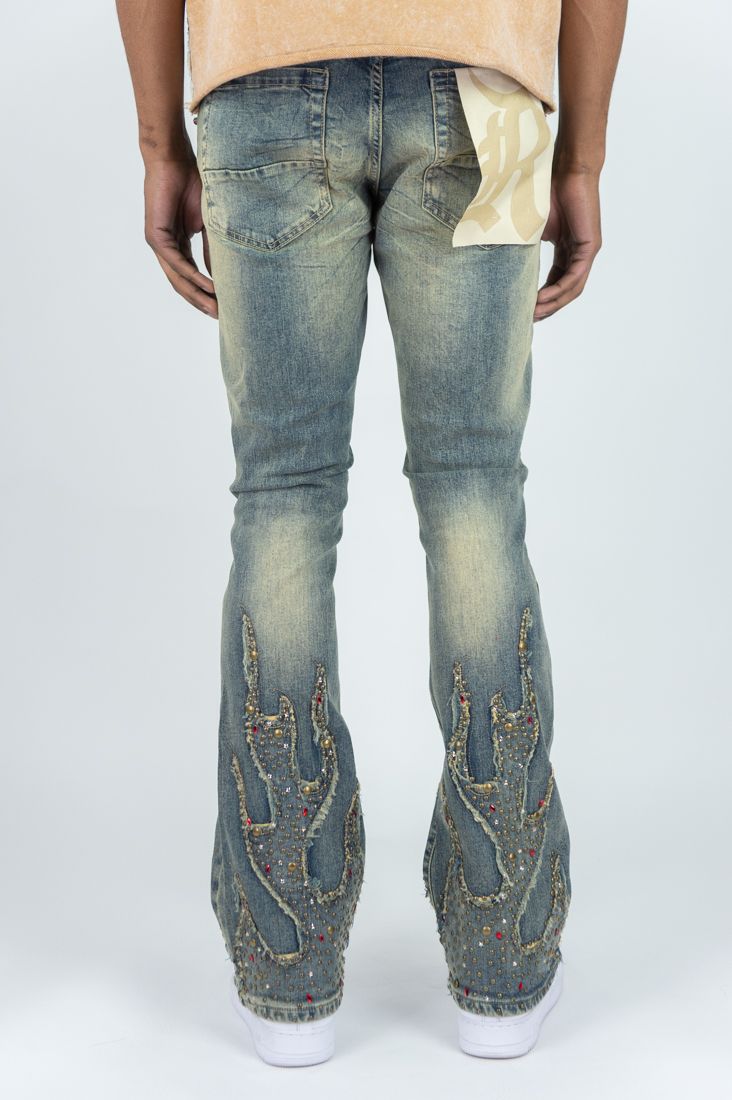 R3BEL DENIM FIREFEST STACKED JEANS-VINTAGE