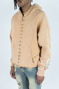 R3BEL DENIM FIREFEST FULLZIP HOODIE-KHAKI