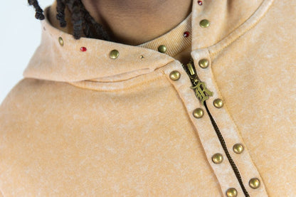 R3BEL DENIM FIREFEST FULLZIP HOODIE-KHAKI