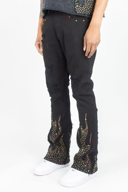 R3BEL DENIM FIREFEST STACKED JEANS-BLK