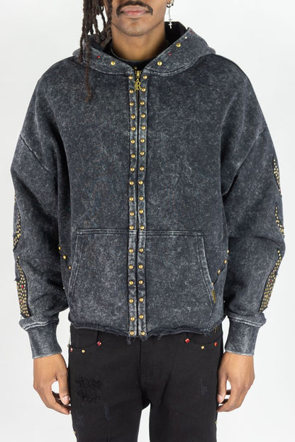 R3BEL DENIM FIREFEST FULLZIP HOODIE-BLK