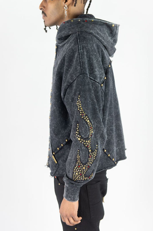 R3BEL DENIM FIREFEST FULLZIP HOODIE-BLK