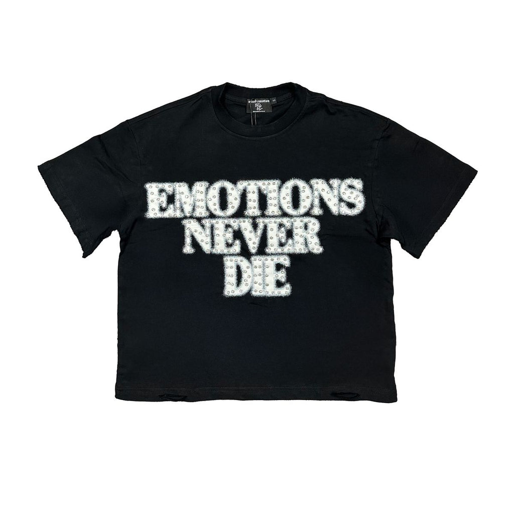 M.E. ‘End’ Rhinestone Tee -BLACK