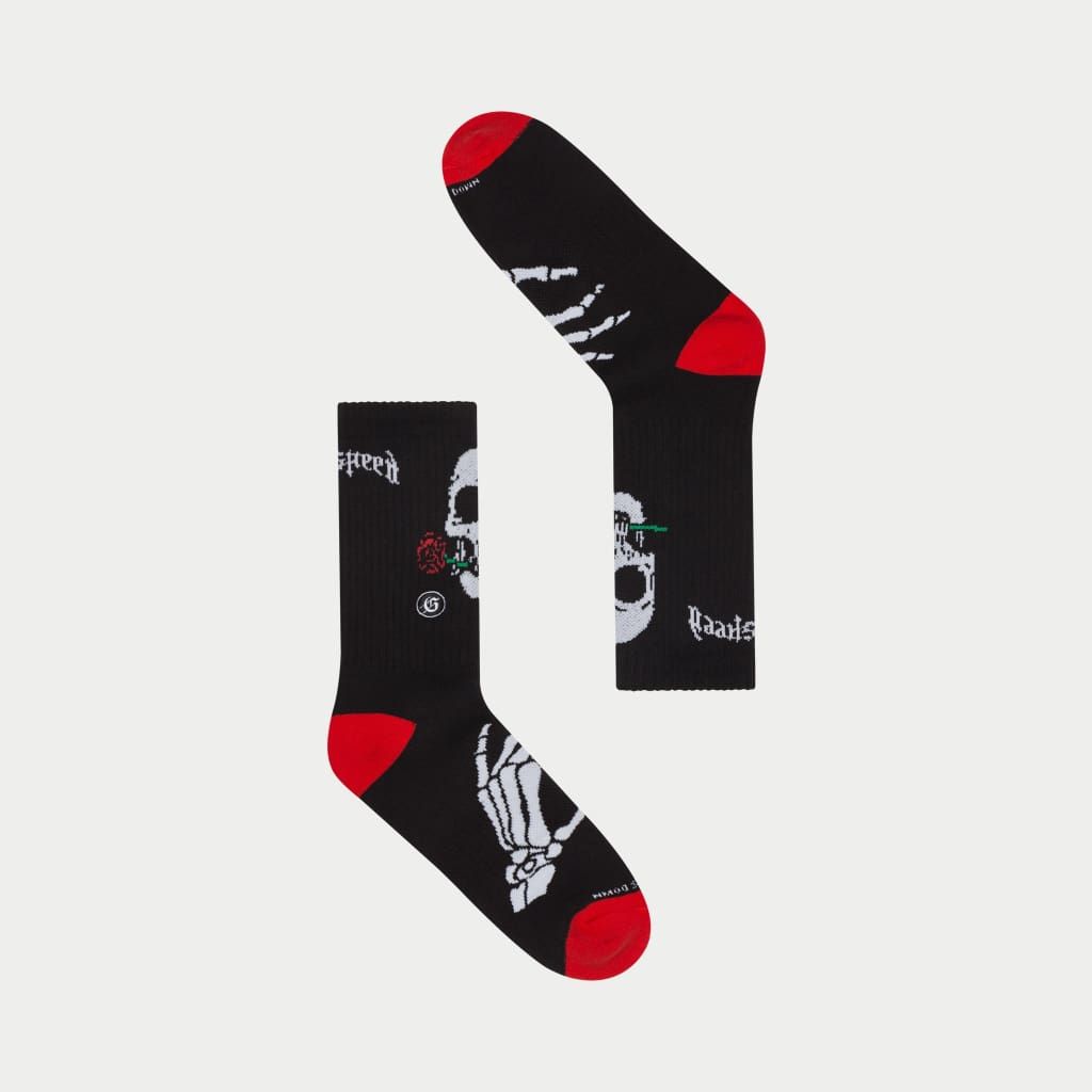 Godspeed Skull & Roses Sock (BLK/RED)