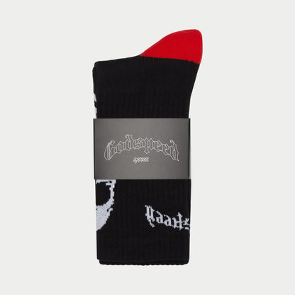 Godspeed Skull & Roses Sock (BLK/RED)