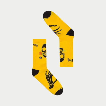 Godspeed Skull & Roses Sock (Yellow)