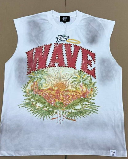 MR WAVE PARADISE CUT OFF TEE MR-7006 (ACID WHITE)