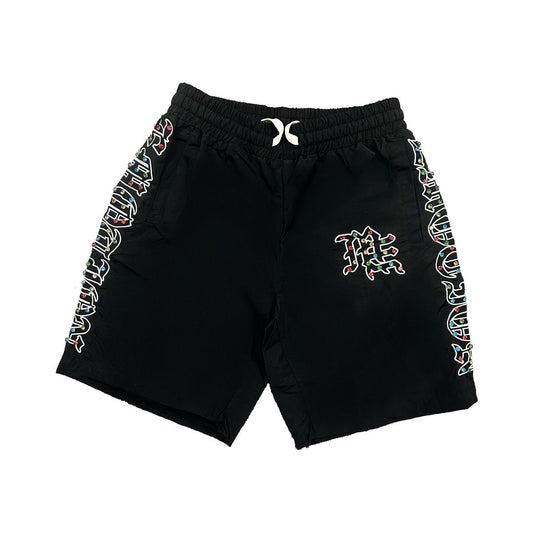 MIXED EMOTION “ME" Rhinestone Nylon Shorts