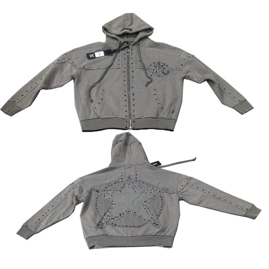 HUDSON HOODY-605 STAR STONES OVERSIZED HOODY GREY (HOODY-605 - GREY)