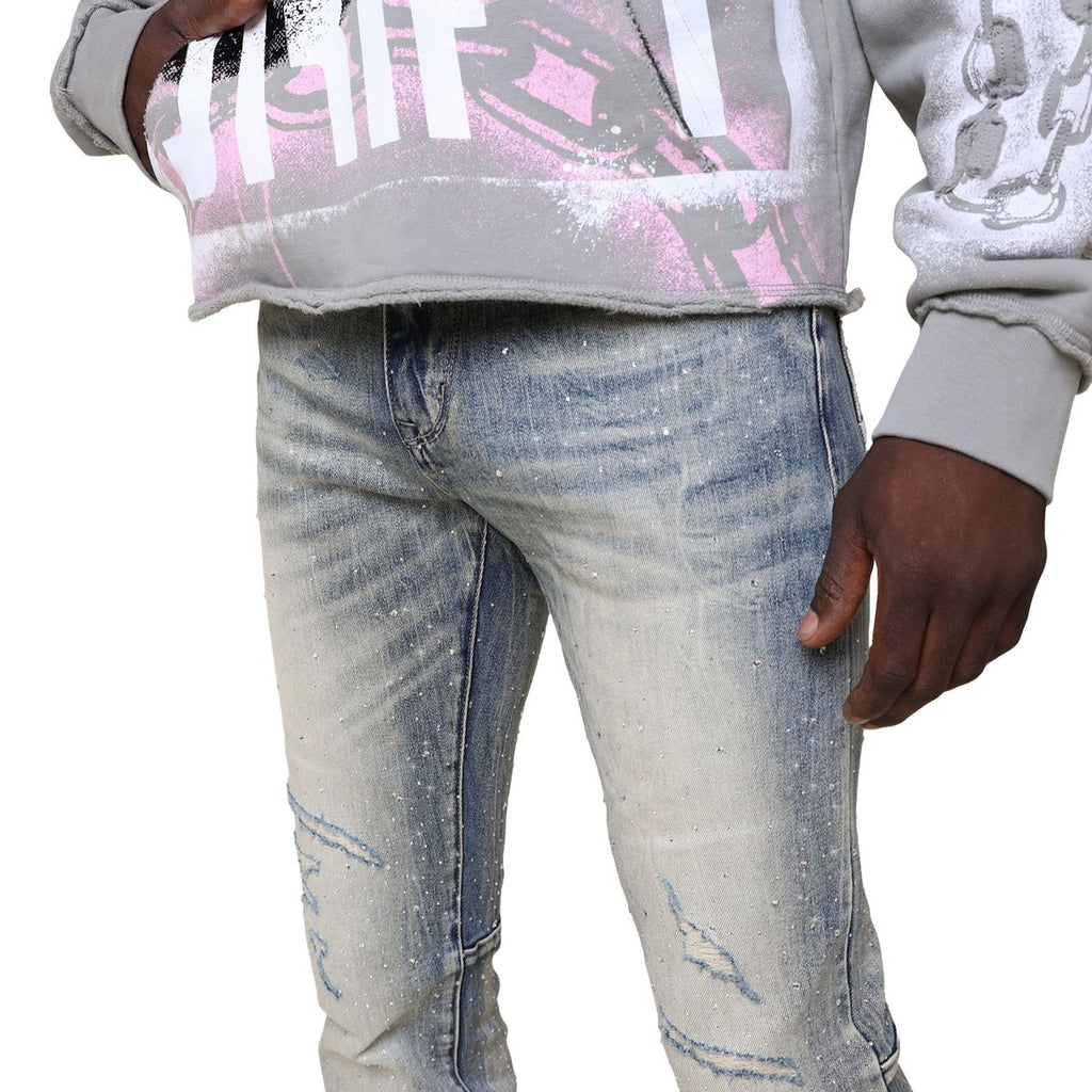 SMOKE RISE ALL RHINESTONE JEAN (JP25536)