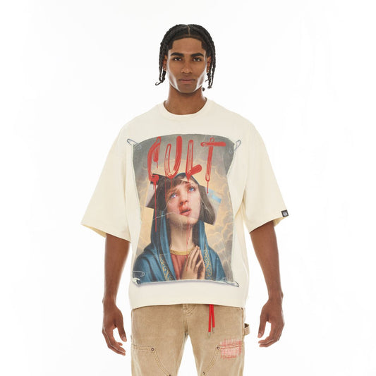 CULT OVERSIZED SHORT SLEEVE CREW NECK TEE "POOR SOCIAL SKILLS" (626A2-K36A)
