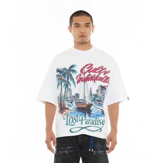 CULT OVERSIZED SHORT SLEEVE CREW NECK TEE "LOST PARADISE" (626A2-K45A)