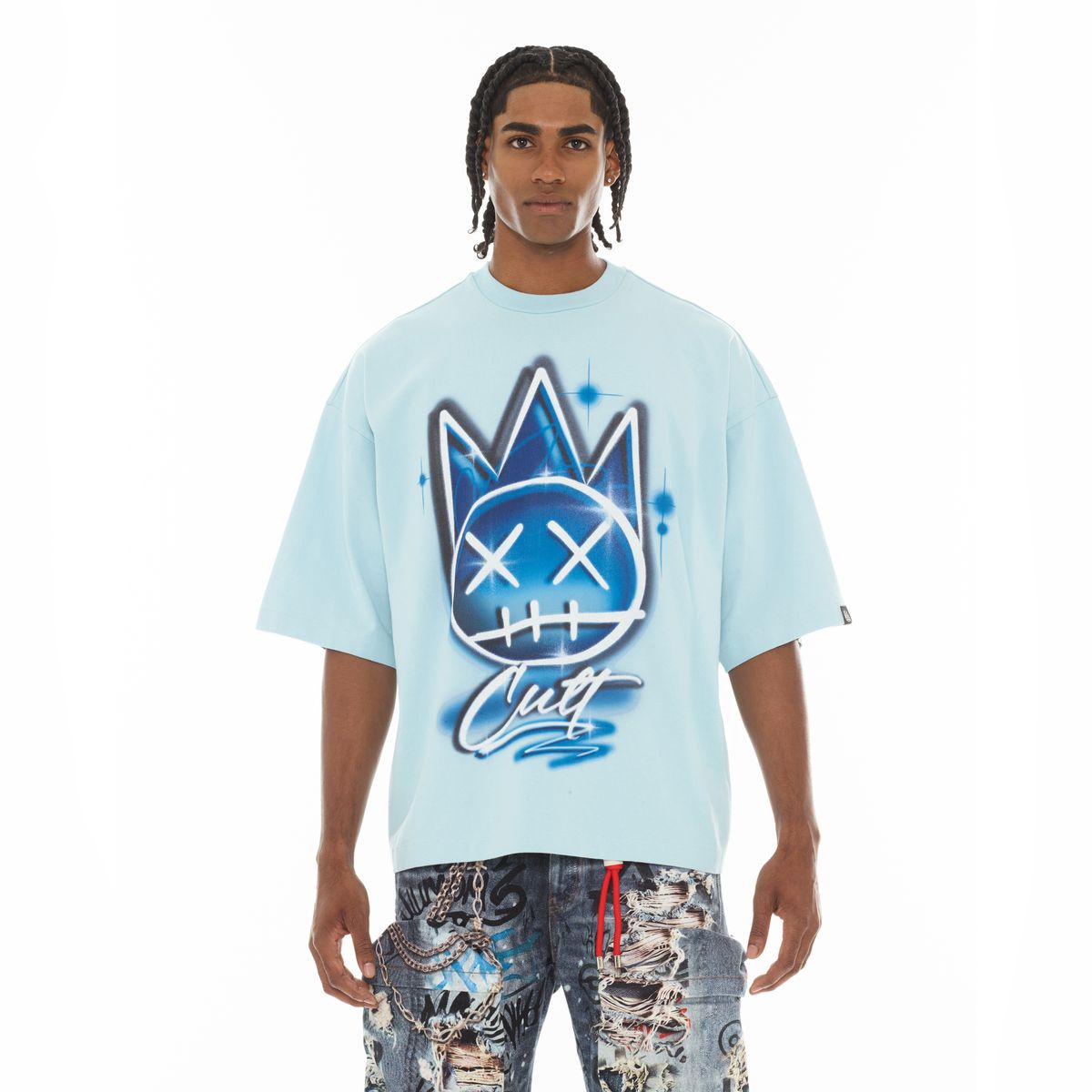 CULT OVERSIZED SHORT SLEEVE CREW NECK TEE "AIRBRUSH" (626A4-K38A)