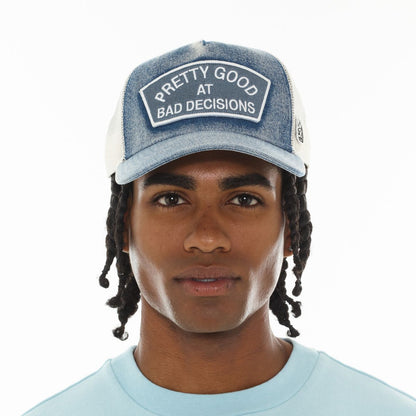 CULT MESH TRUCKER HAT "GOOD AT BAD DECISIONS" (626AC-CH74A)
