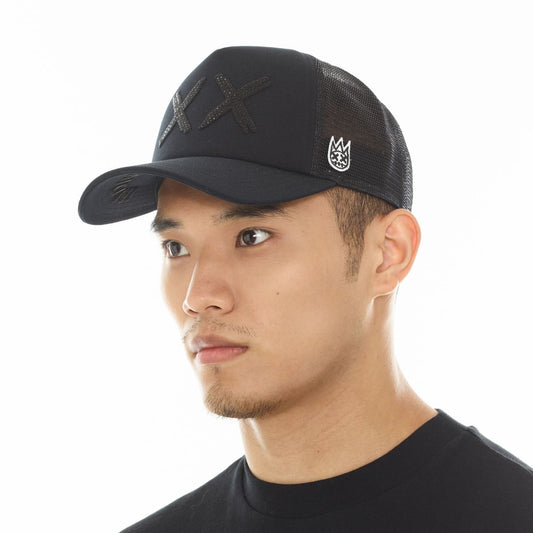 CULT BLACK CRYSTALS MESH TRUCKER HAT "XX" LOGO (626AC-CH82A)