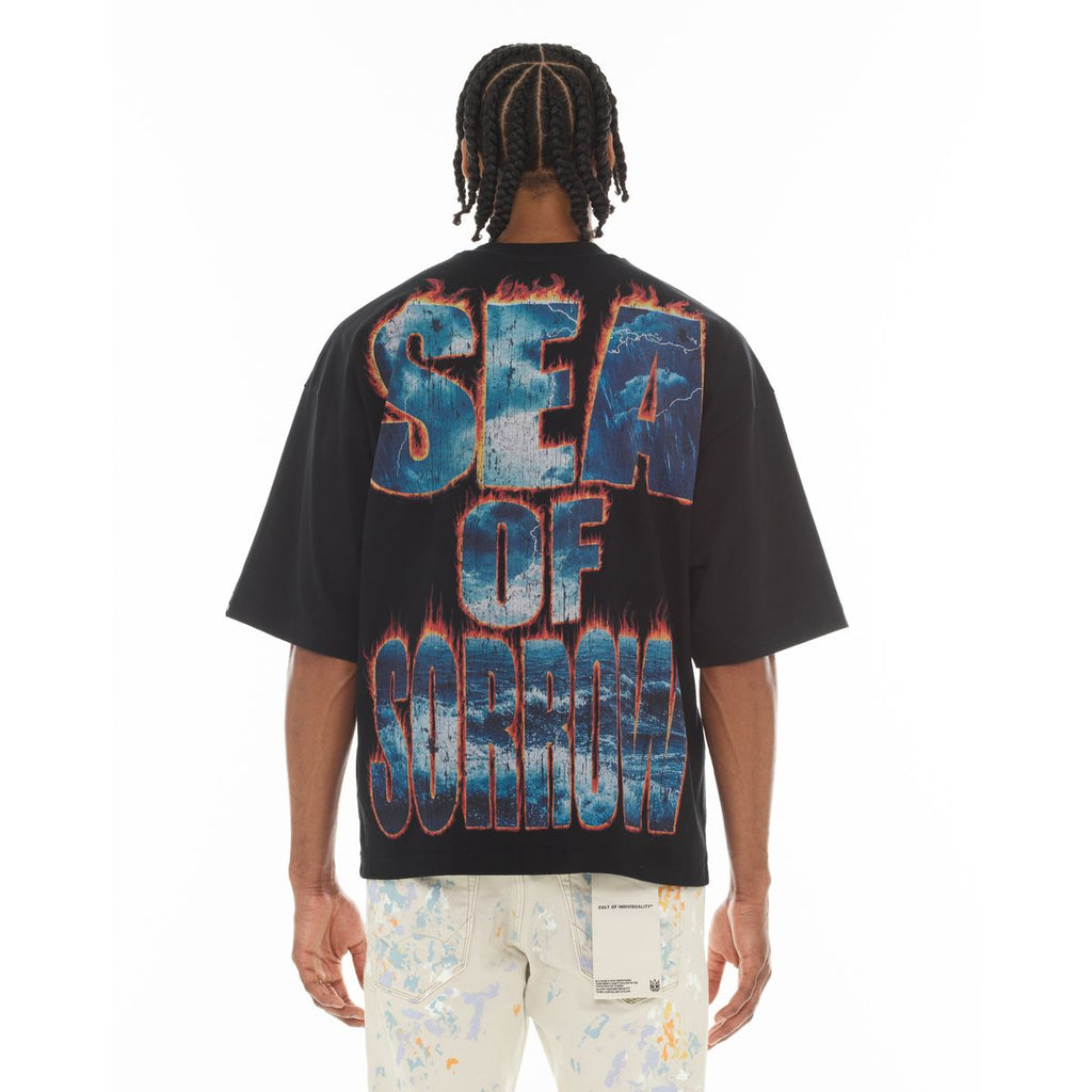 CULT OVERSIZED SHORT SLEEVE CREW NECK TEE "SEA OF SORROW" (626A5-K34A)