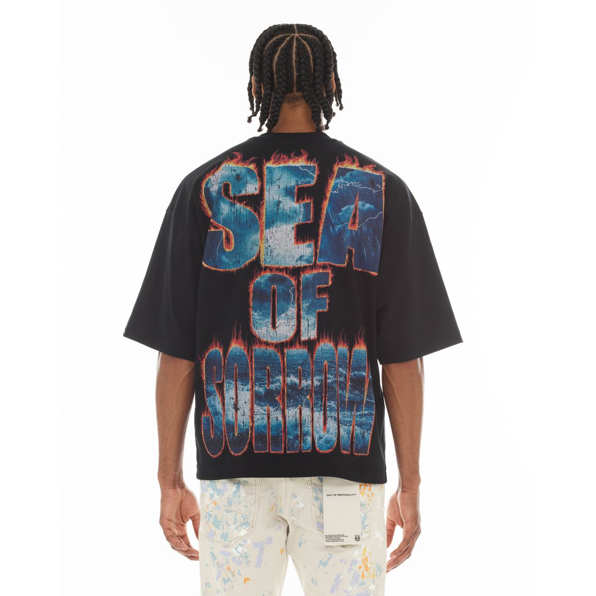 CULT OVERSIZED SHORT SLEEVE CREW NECK TEE "SEA OF SORROW" (626A5-K34A)