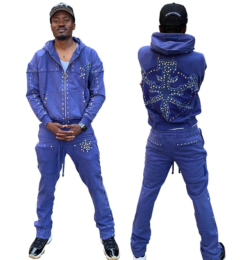 Hudson Hoody 585 Studded Metal Oversized Hoody NAVY