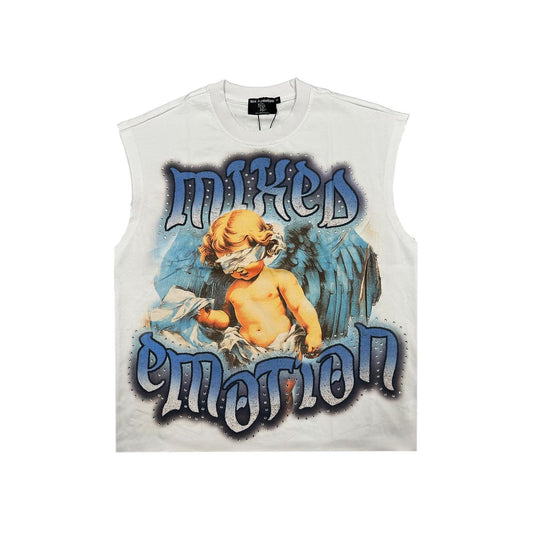 M.E.  ’Angel’ Sleeveless Tee - WHITE