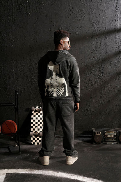 ELITE Skull Premium Heavy GSM Men's Track Set/Black Wash 1064-BLACK