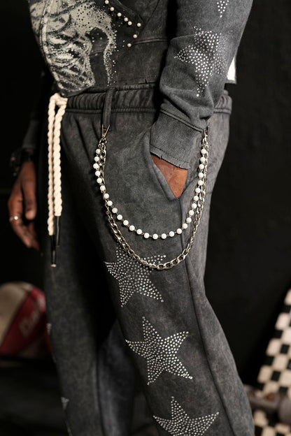 ELITE Skull Premium Heavy GSM Men's Track Set/Black Wash 1064-BLACK